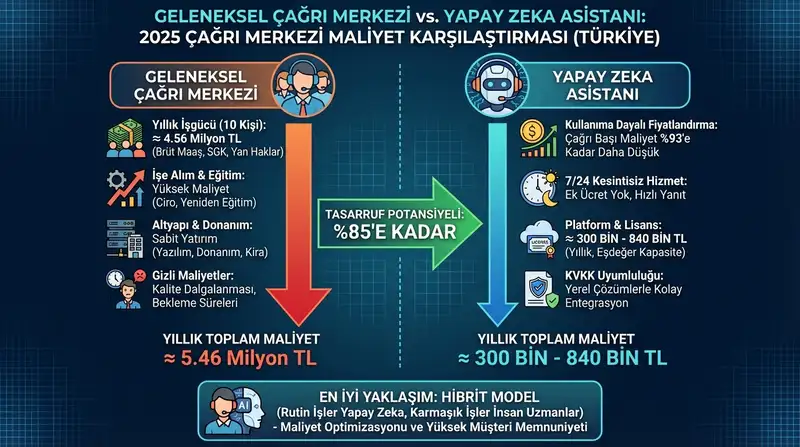 Geleneksel Çağrı Merkezi mi, Yapay Zekâ Asistanı mı? Maliyet Karşılaştırması